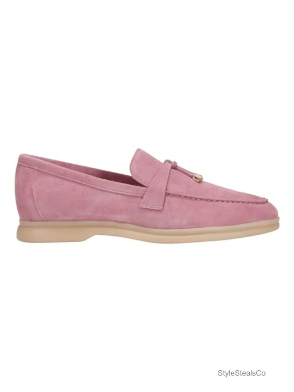 Suede Loafer with Slip-On Closure, Almond Toe, 0.87